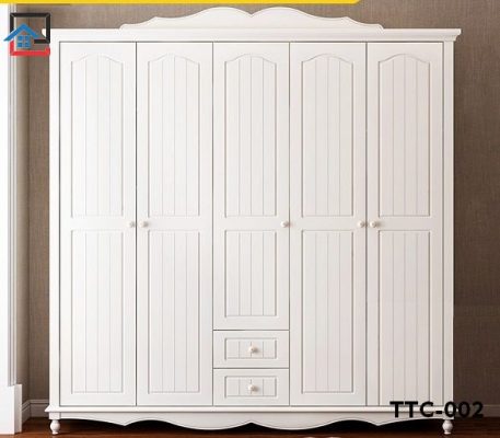 Tủ Quần áo Gỗ Công Nghiệp Màu Trắng Hàn Quốc 2m2
